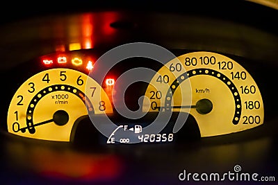 Efficiency and Safety: TPMS Tyre Pressure Monitoring System on Car Dashboard Stock Photo