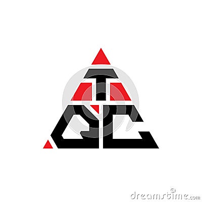 TQC triangle letter logo design with triangle shape. TQC triangle logo design monogram. TQC triangle vector logo template with red Vector Illustration