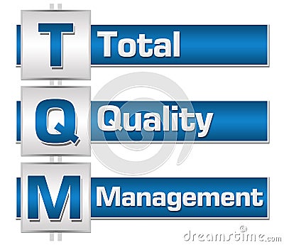 TQM - Total Quality Management Blue Grey Squares Block Stock Photo