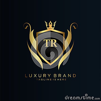 TR Letter Initial with Royal Template.elegant with crown logo vector, Creative Lettering Logo Vector Illustration Stock Photo