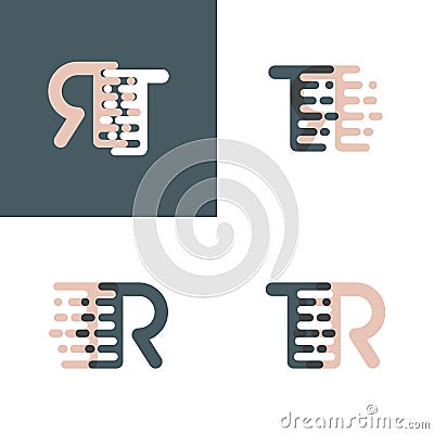 TR letters logo with accent speed pink and gray Vector Illustration