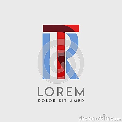 TR logo letters with & x22;blue and red& x22; gradation Vector Illustration