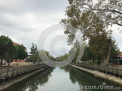 Kentpark, Sakarya, Turkey. OCTOBER 2018 - Cark Valley TR - Sakarya, Kentpark, Cark Deresi KÃ¶prÃ¼sÃ¼ Editorial Stock Photo