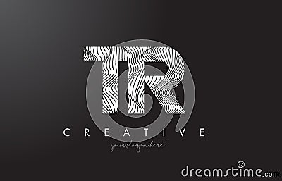 TR T R Letter Logo with Zebra Lines Texture Design Vector. Vector Illustration