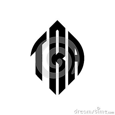 TRA circle letter logo design with circle and ellipse shape. TRA ellipse letters with typographic style. The three initials form a Vector Illustration