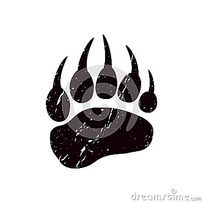 A trace a bear. Black silhouette of paw. Vector Illustration