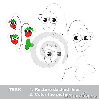 Trace game for Wild Strawberry. Vector Illustration