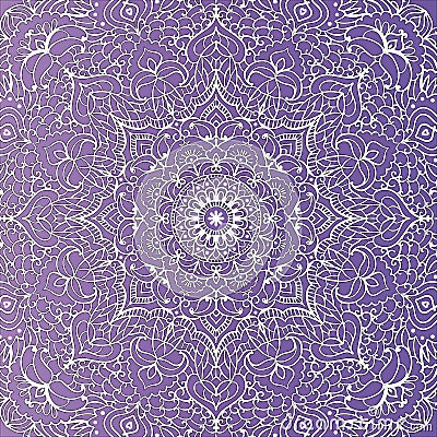 Tracery violet wallpaper background floral pattern in the form of a square mandala illustration Vector Illustration