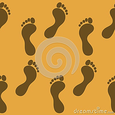 Traces of human feet, footprint in the sand seamless pattern, background for design Vector Illustration