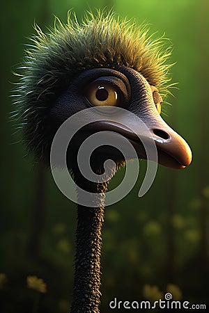 The Tracing of a Closeup Bird with a Big Beak in a Cartoon Portr Stock Photo