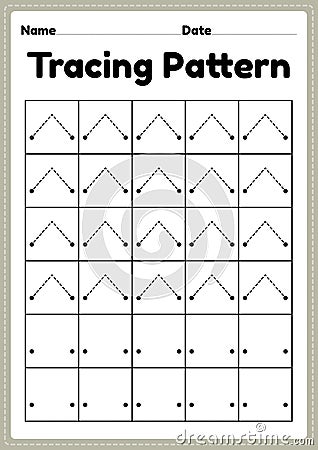 Tracing pattern lines worksheet for kindergarten, preschool and Montessori school kids to improve handwriting practice activities Vector Illustration