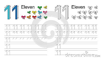 Tracing worksheet for figure eleven Vector Illustration