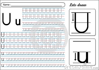 Tracing Worksheet -Uu Vector Illustration