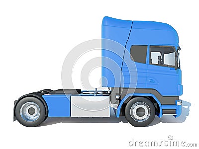 Track blue cab side view Cartoon Illustration