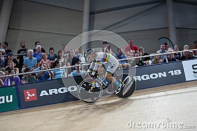 Track cycling race during the 2019 UCI Brisbane Track World Cup Editorial Stock Photo