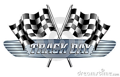 TRACK DAY Checkered, Chequered Flags Motor Racing Vector Illustration