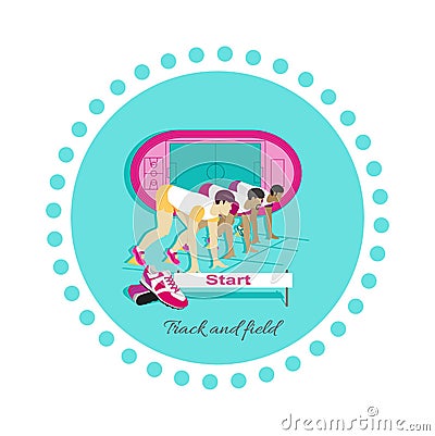 Track and Field Icon Flat Design Vector Illustration