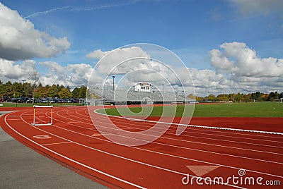 Track with hurdle Stock Photo