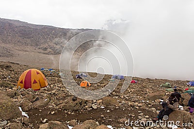 Track on Kilimanjaro on the Machame Route Whiskey. 4 day Editorial Stock Photo