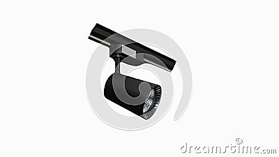 Track lighting isolated on a white background, light in black, LED luminaire. Stock Photo