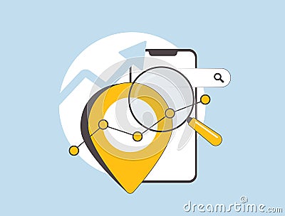 Track local ranking with advanced analytics and SEO tools. Optimize search visibility, monitor local ranking changes and Vector Illustration