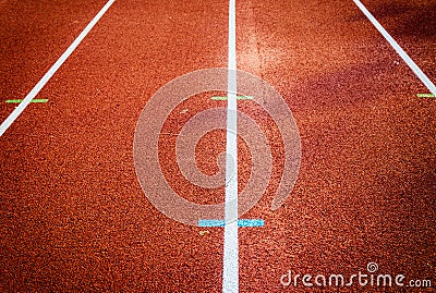 track for running competitions numbers and lanes Stock Photo