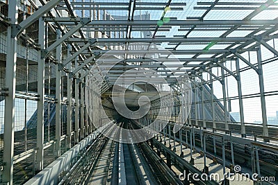 Track of skytrain from Tokyo center to Odaiba district in Tokyo Editorial Stock Photo