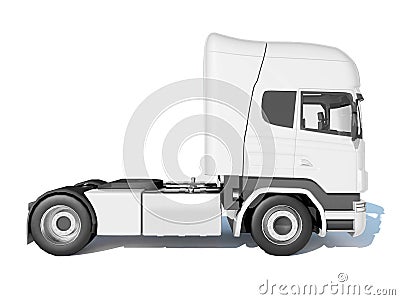 Track white cab side view Cartoon Illustration