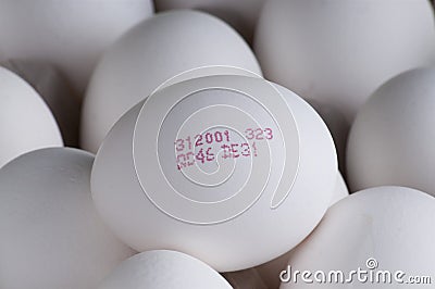 Tracking code and freshness oo eggs Stock Photo