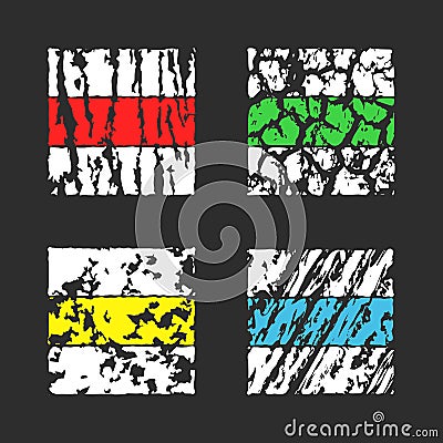 Tracking or hiking trail paint marks of various colors Vector Illustration