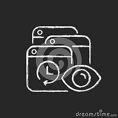 Tracking search history chalk white icon on dark background Vector Illustration