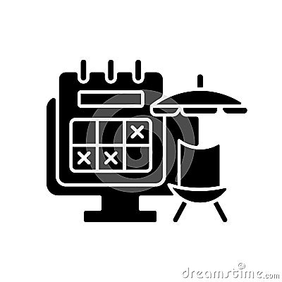 Tracking vacation time black glyph icon Vector Illustration