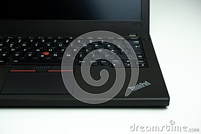 Trackpoint pointing device on Lenovo Thinkpad notebook computer Editorial Stock Photo