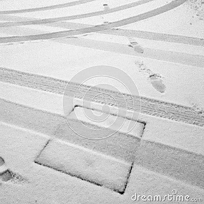 Tracks in snow Stock Photo