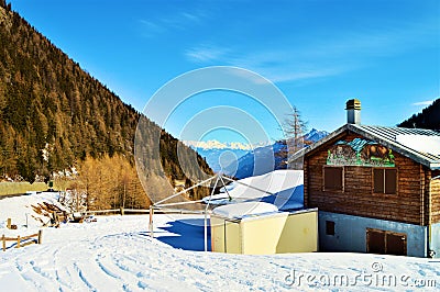 Tracks in Swiss Alps Stock Photo