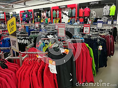 Tracksuits and sports equipment Editorial Stock Photo