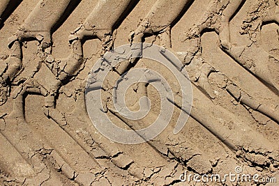 Tracktor wheel protector on sand Stock Photo