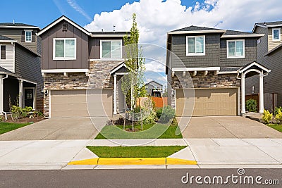 Tract Homes Front in New Subdivision Stock Photo