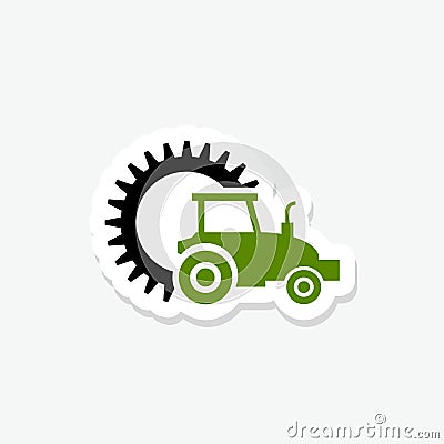 Tractor agriculture farm field tool sticker icon logo design template Vector Illustration