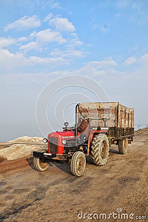 a tractor carrying salt in Rajasthan Editorial Stock Photo