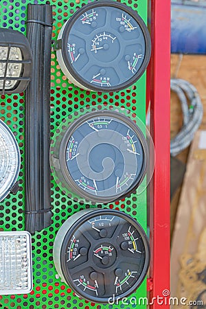Tractor Dashboard Gauges Stock Photo