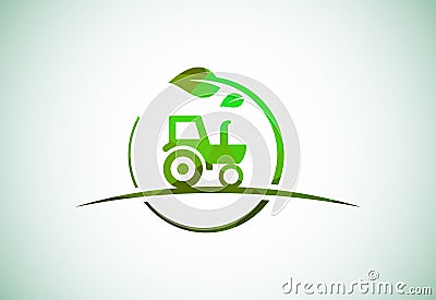 Tractor or farm low poly style logo design, suitable for any business related to agriculture industries Vector Illustration