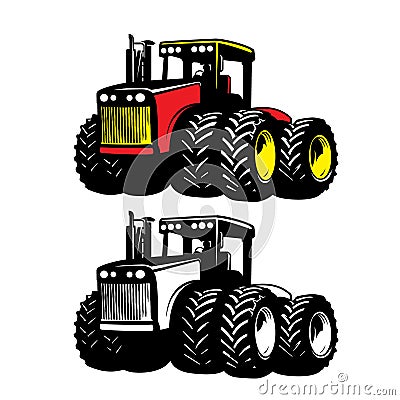 Tractor Farm Machine Vector. Power machine. Stock illustration. Vector Illustration