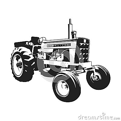 Tractor Farm Machine Vector. Oliver 1850. Vector Illustration