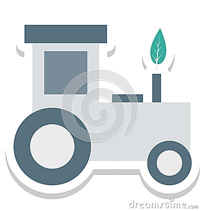 Tractor, Farm Tractor Color Isolated Vector Icon Stock Photo