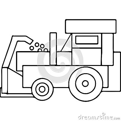 Tractor geometrical kids coloring pages Cartoon Illustration