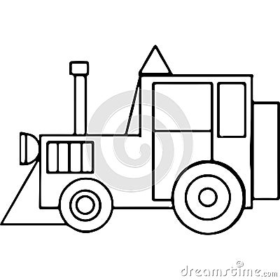 Tractor geometrical kids coloring pages Cartoon Illustration