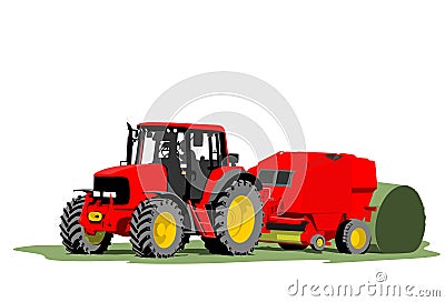 Tractor hay bale Vector Illustration