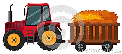 Tractor with hay in the cart Vector Illustration