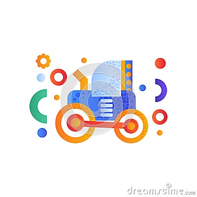 Tractor, heavy agricultural industrial machinery vector Illustration on a white background Vector Illustration